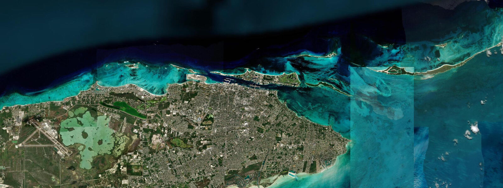 Satellite view of the coast near Nassau