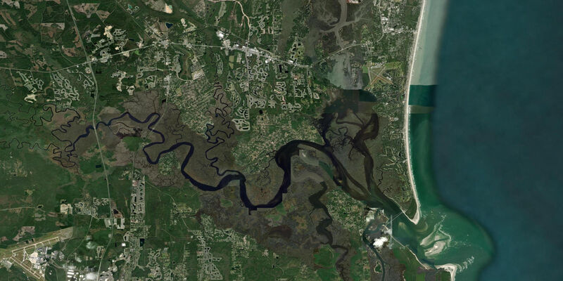 Satellite view of the coast near Nassauville