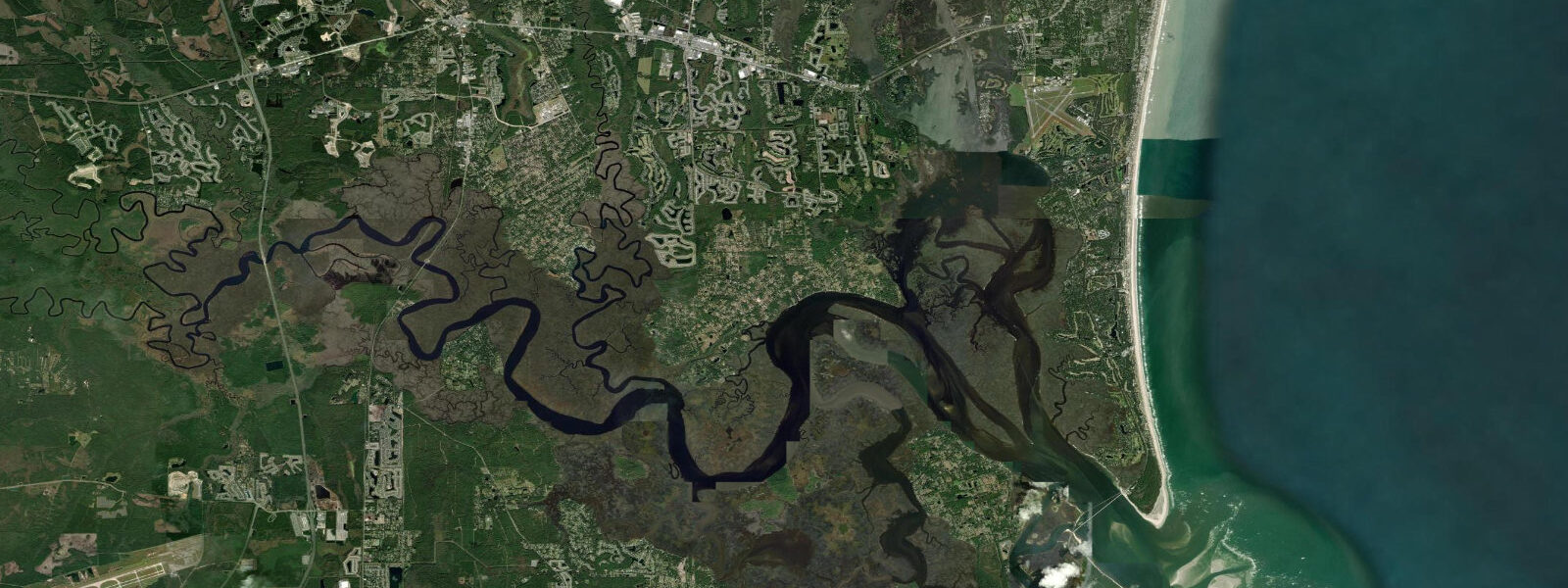 Satellite view of the coast near Nassauville