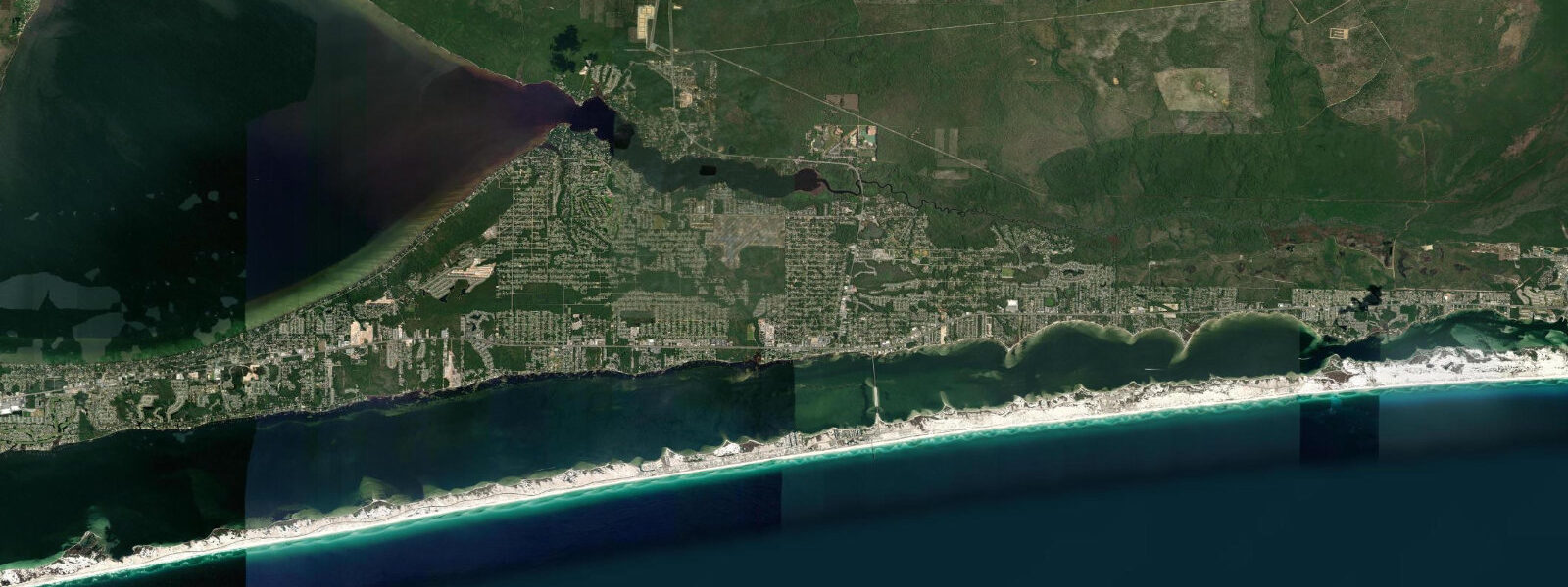 Satellite view of the coast near Navarre Beach