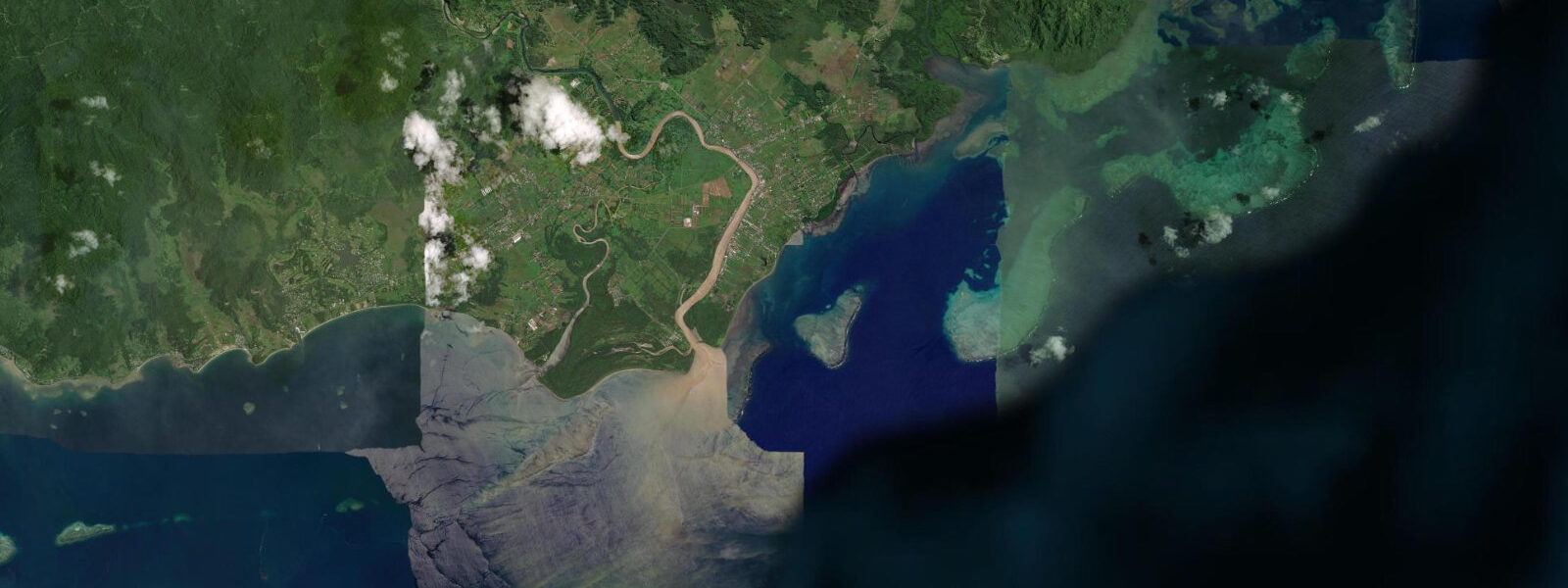 Satellite view of the coast near Navua, Fiji