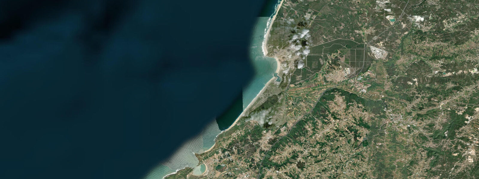 Satellite view of the coast near Nazaré