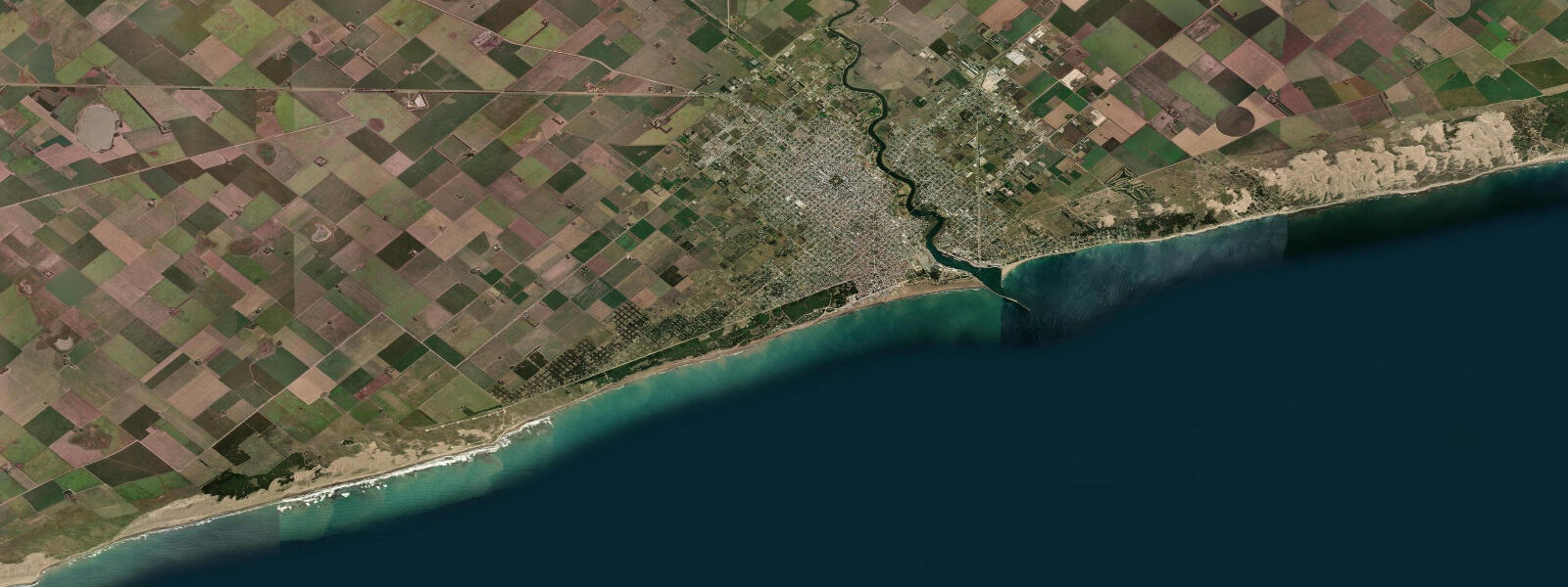 Satellite view of the coast near Necochea, Buenos Aires Province