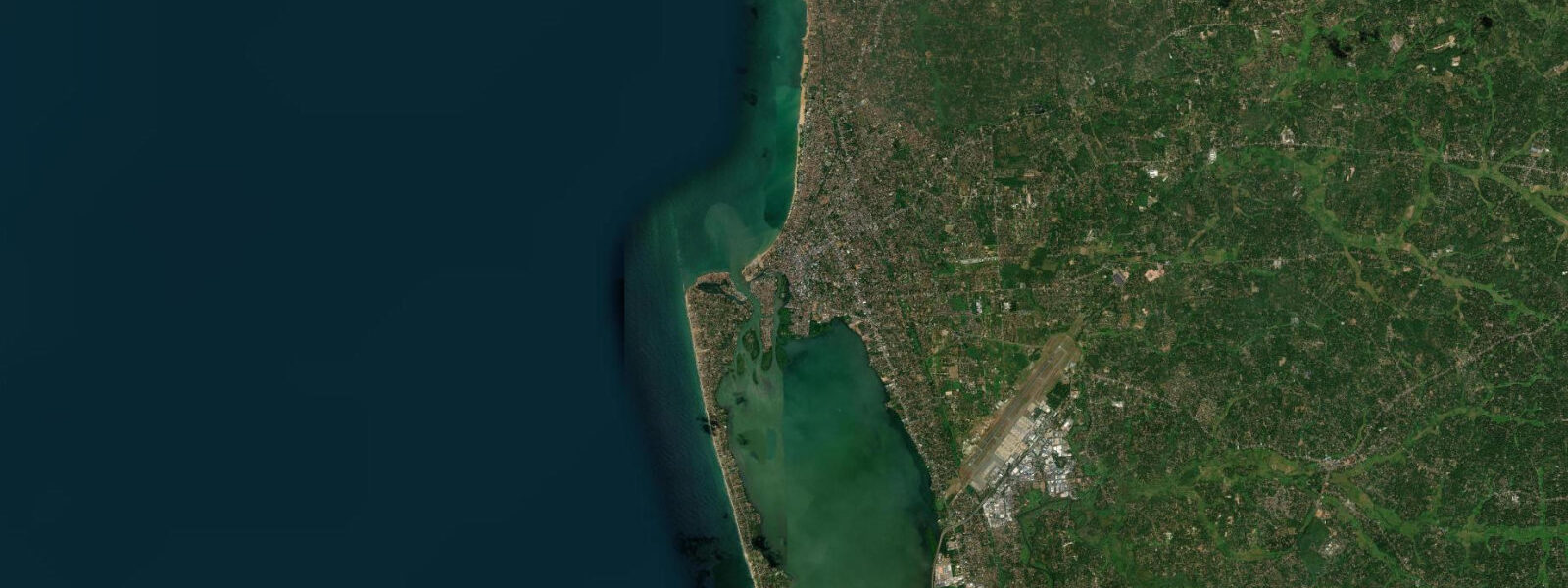 Satellite view of the coast near Negombo, Sri Lanka