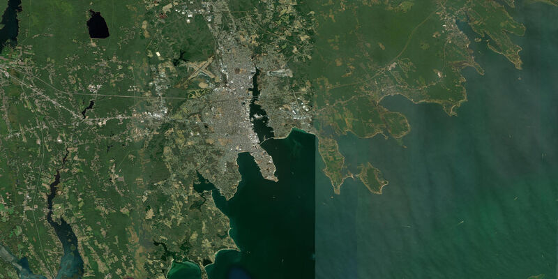 Satellite view of the coast near New Bedford