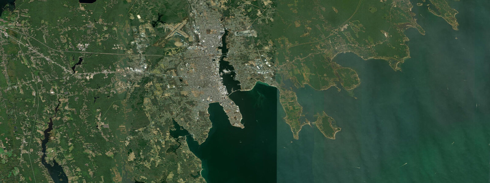 Satellite view of the coast near New Bedford