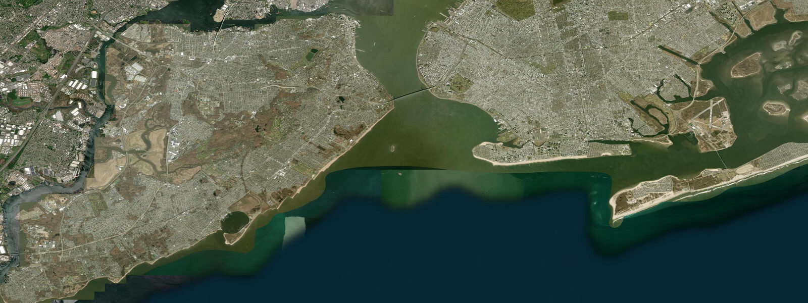 Satellite view of the coast near New Dorp Beach