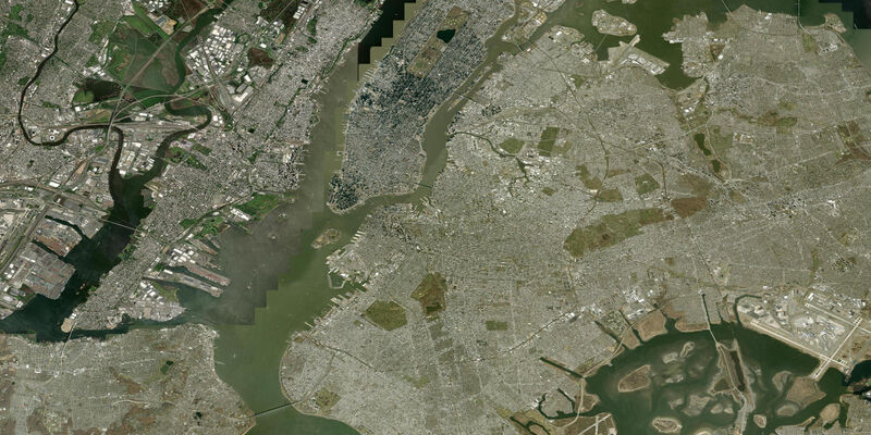 Satellite view of the coast near New York (The Battery), NY