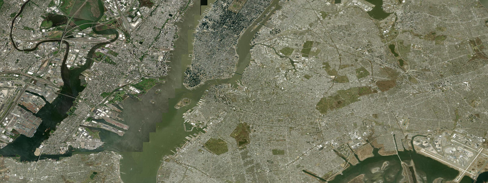 Satellite view of the coast near New York (The Battery), NY