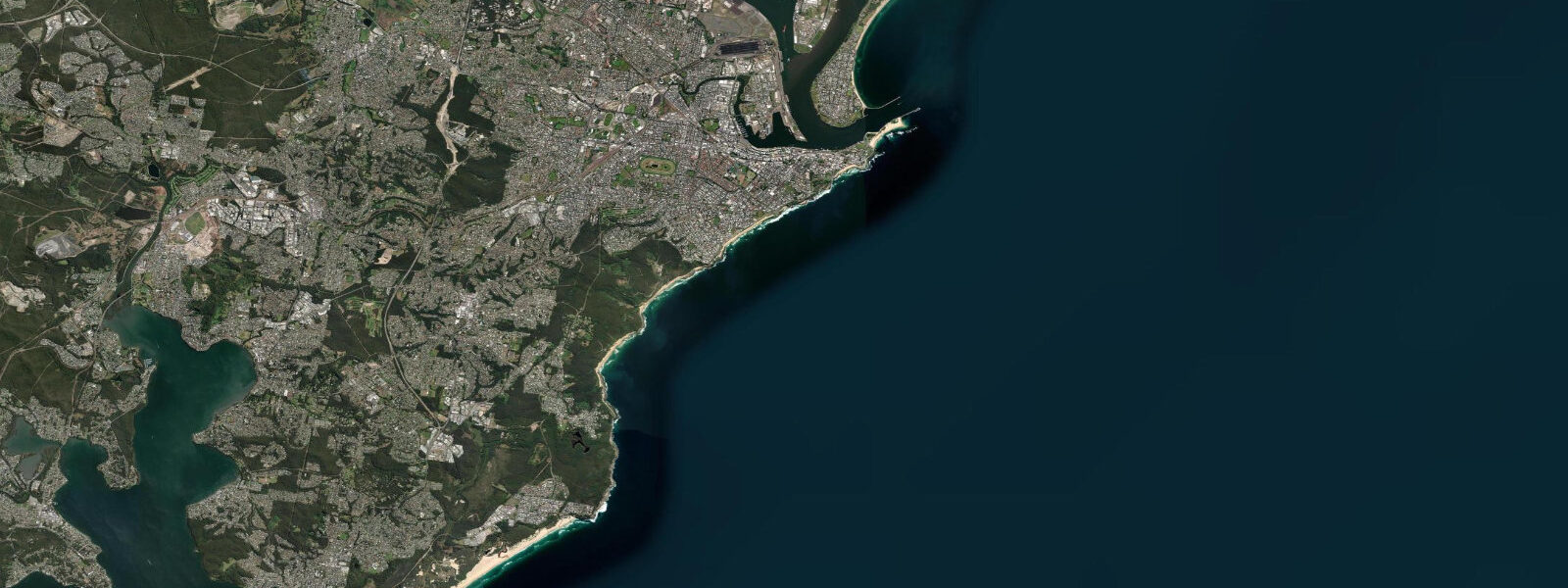 Satellite view of the coast near Newcastle