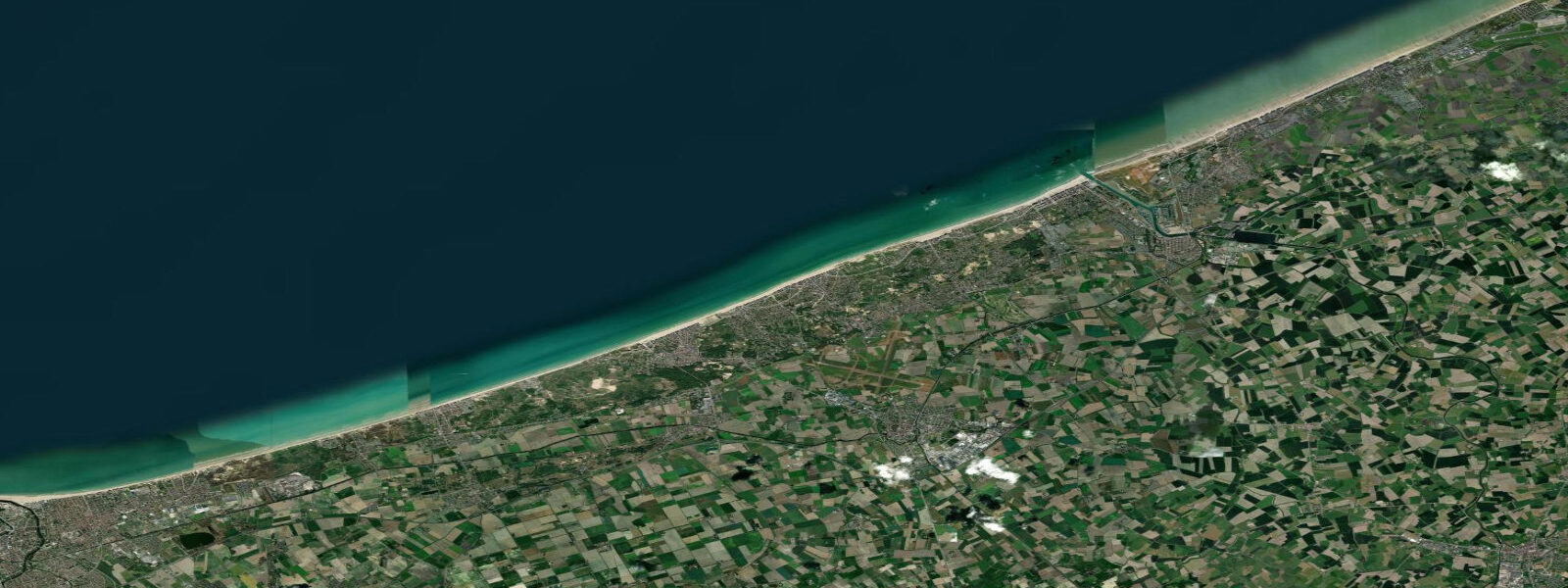 Satellite view of the coast near Nieuwpoort, West Flanders