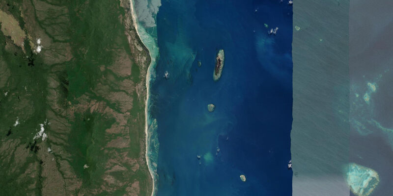 Satellite view of the coast near Night Island