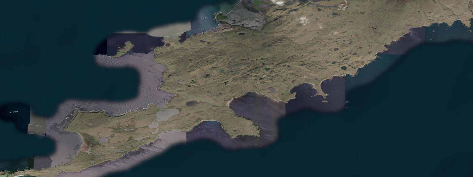 Satellite view of the coast near Nikolski