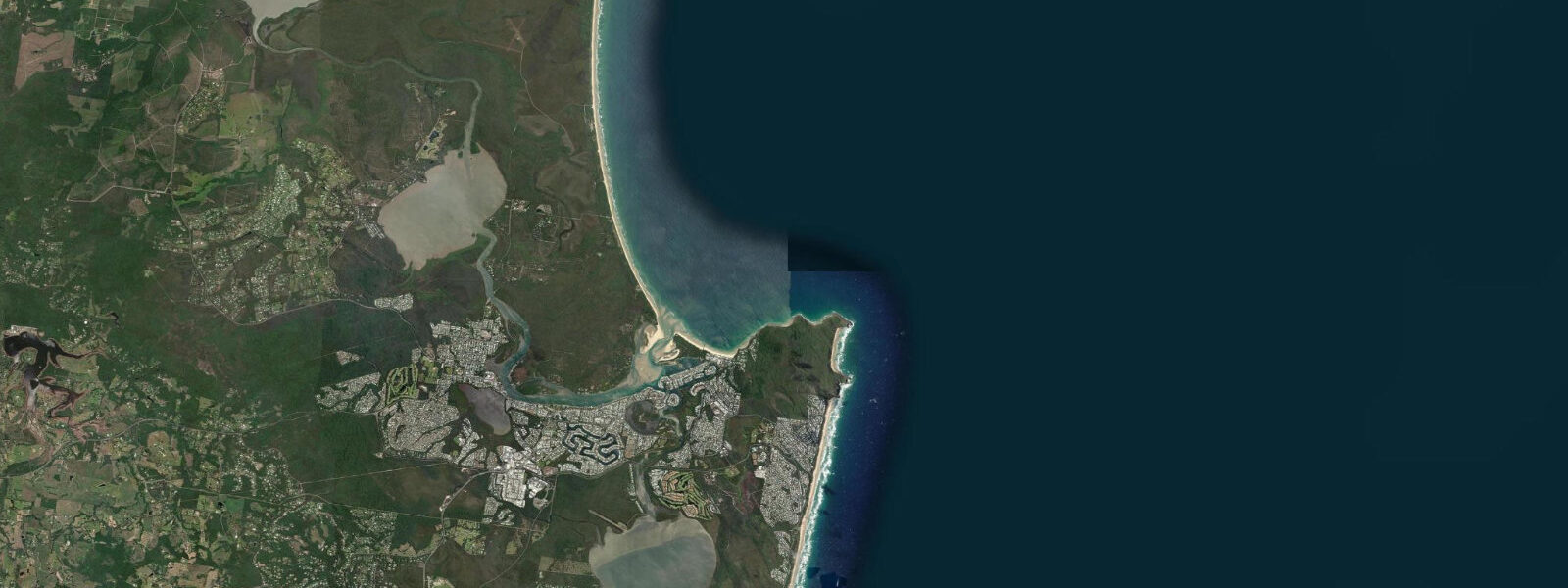 Satellite view of the coast near Noosa Head