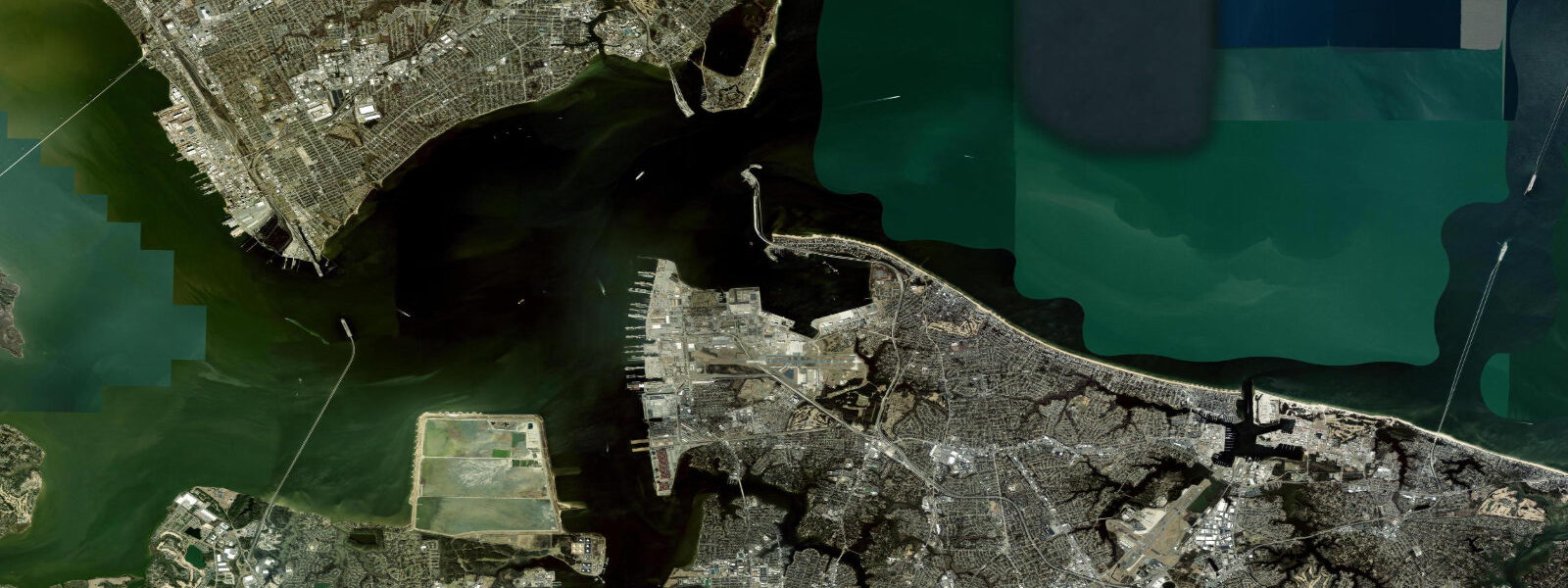 Satellite view of the coast near Norfolk