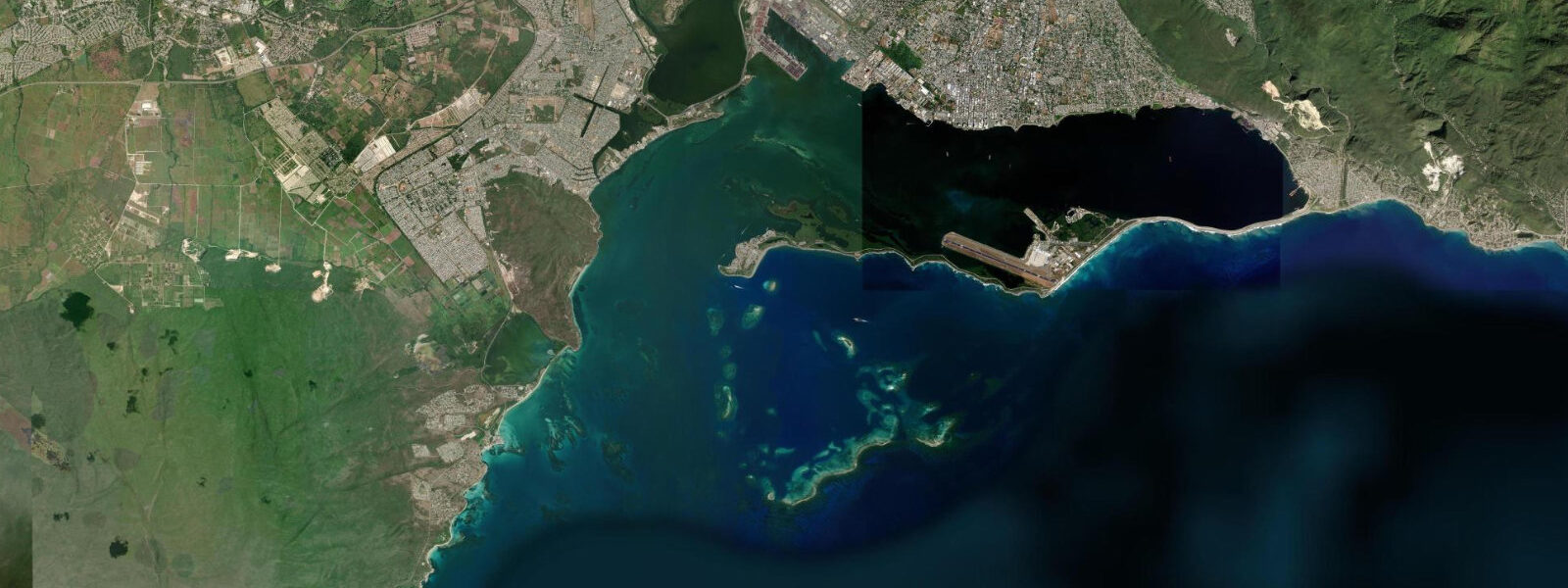 Satellite view of the coast near Norman Manley Blvd, Kingston