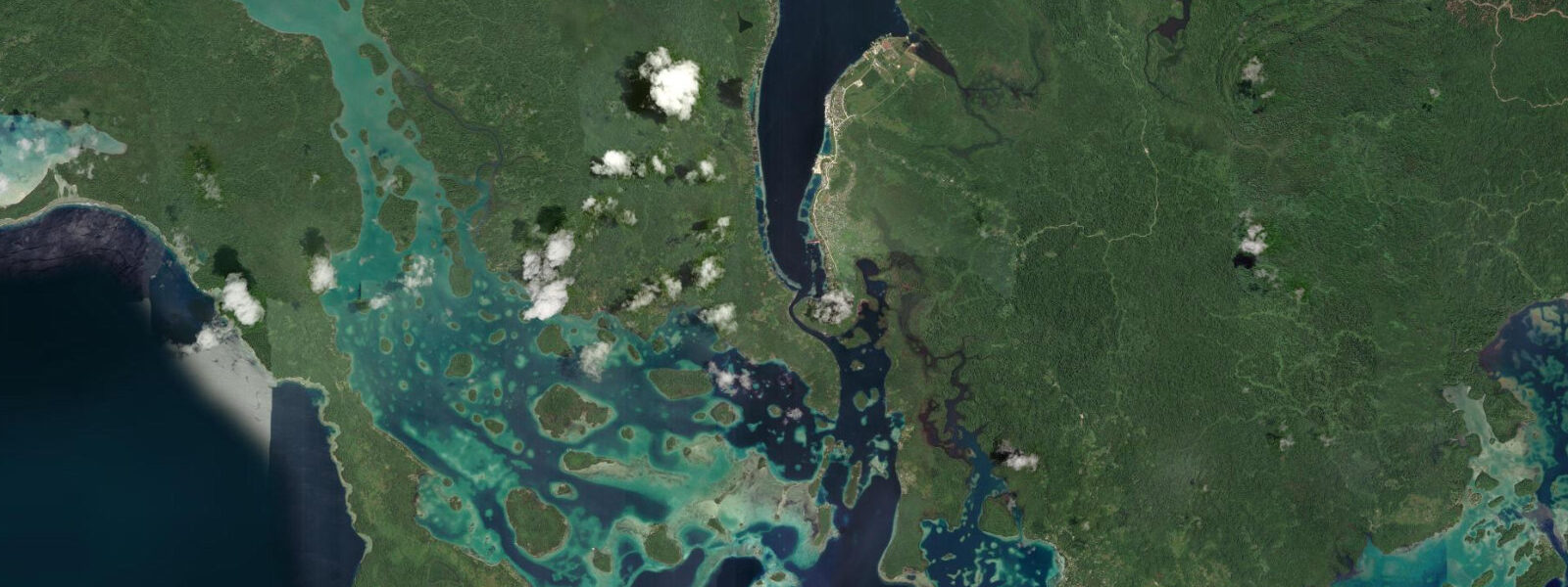Satellite view of the coast near Noro