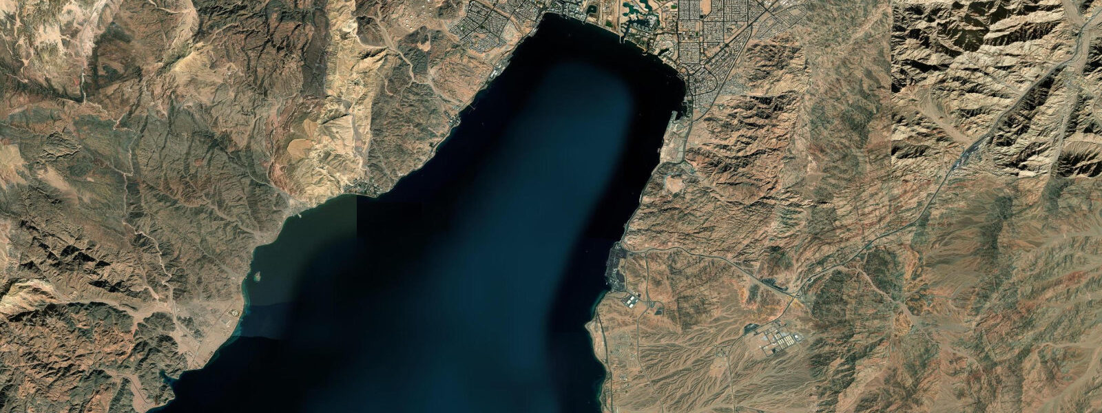 Satellite view of the coast near North Beach Aqaba