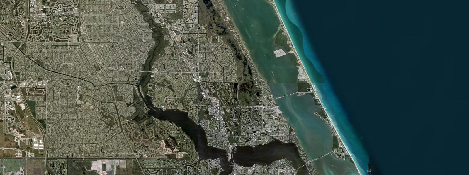 Satellite view of the coast near North Fork Saint Lucie River