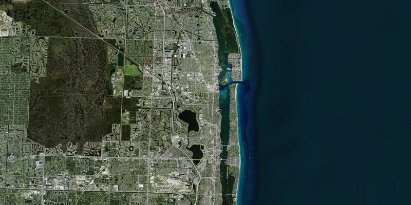 Satellite view of the coast near North Palm Beach