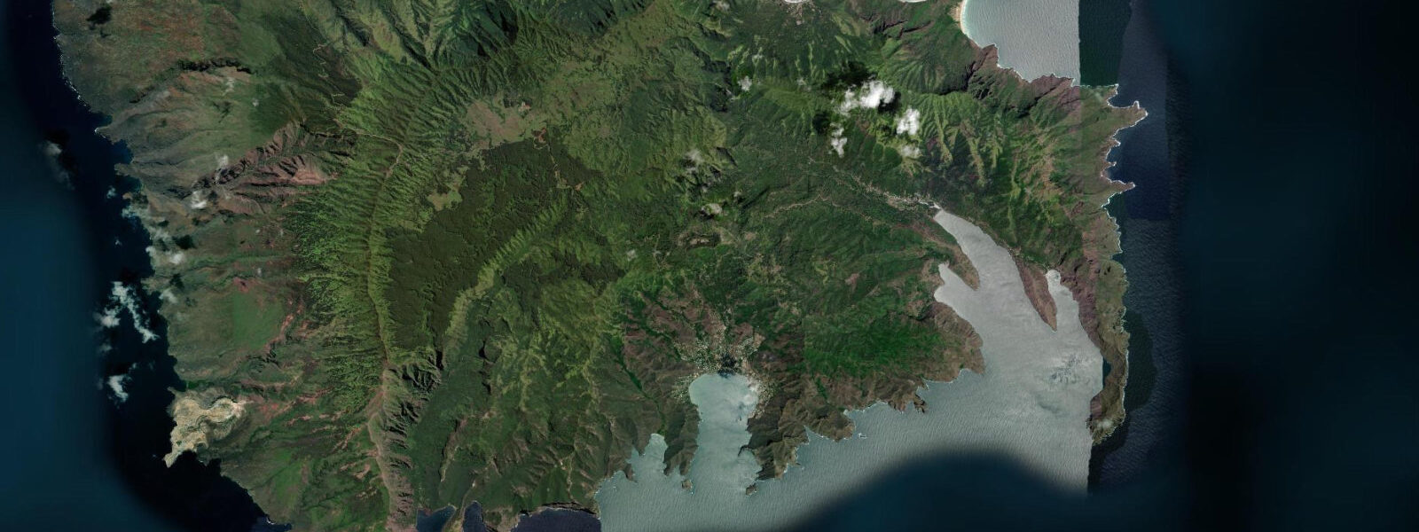 Satellite view of the coast near Nuku Hiva