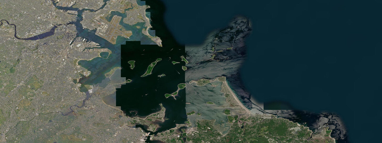 Satellite view of the coast near Nut Island