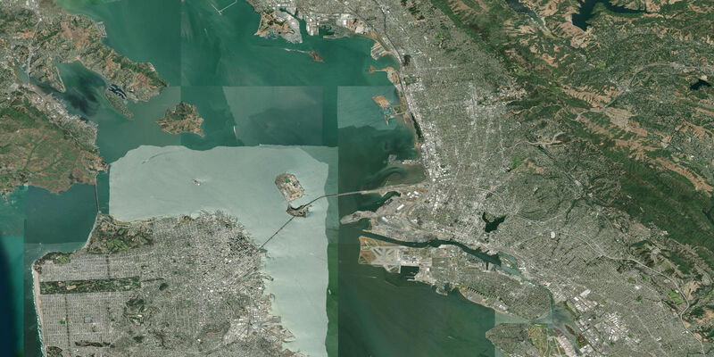 Satellite view of the coast near Oakland