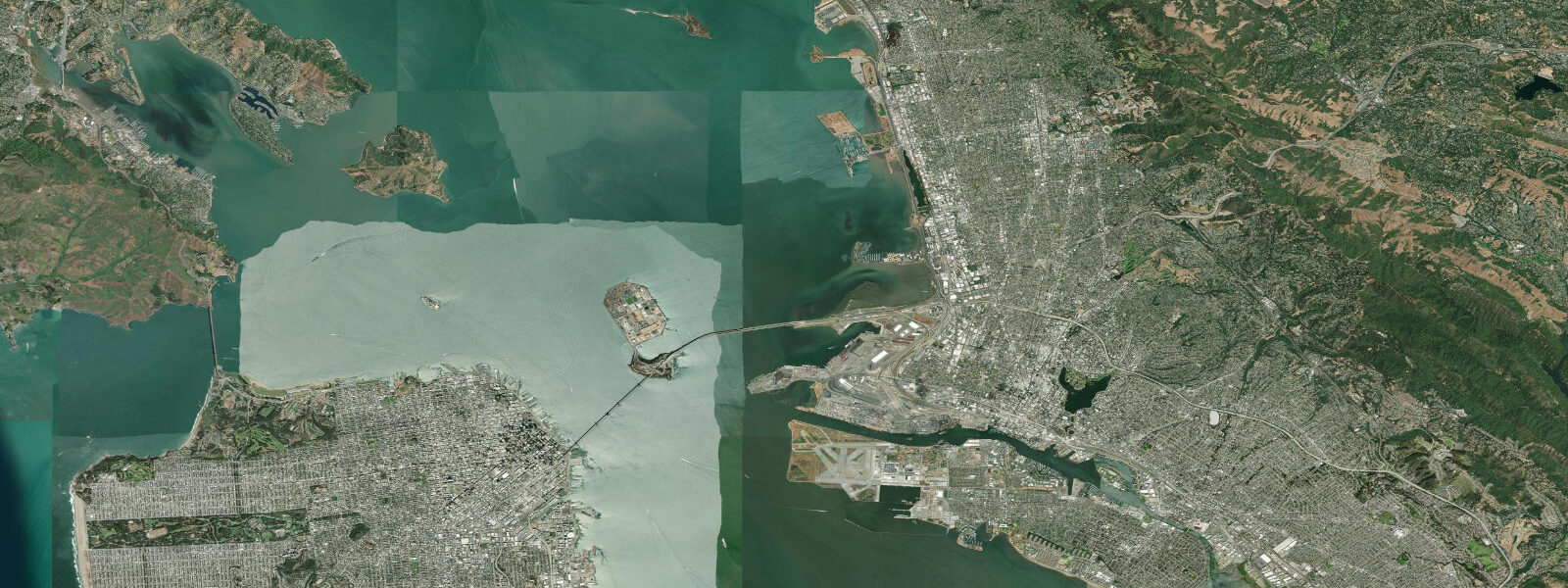 Satellite view of the coast near Oakland