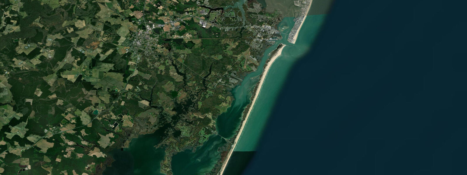 Satellite view of the coast near Ocean City, MD