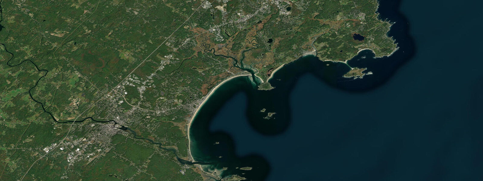 Satellite view of the coast near Old Orchard Beach