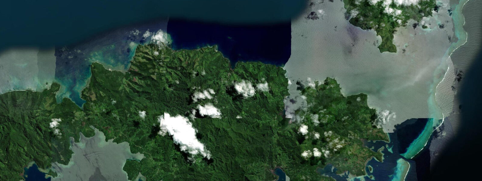 Satellite view of the coast near Ono Island, Fiji