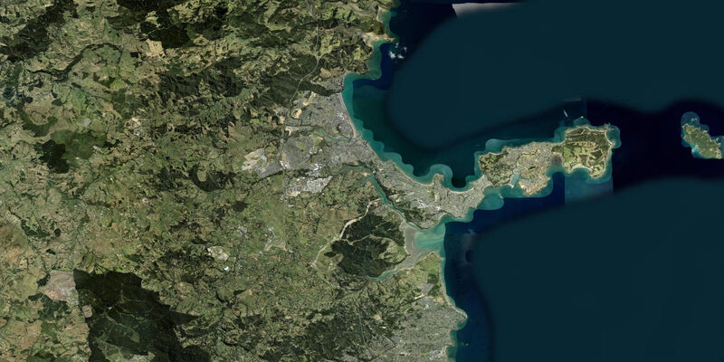 Satellite view of the coast near Orewa, Auckland