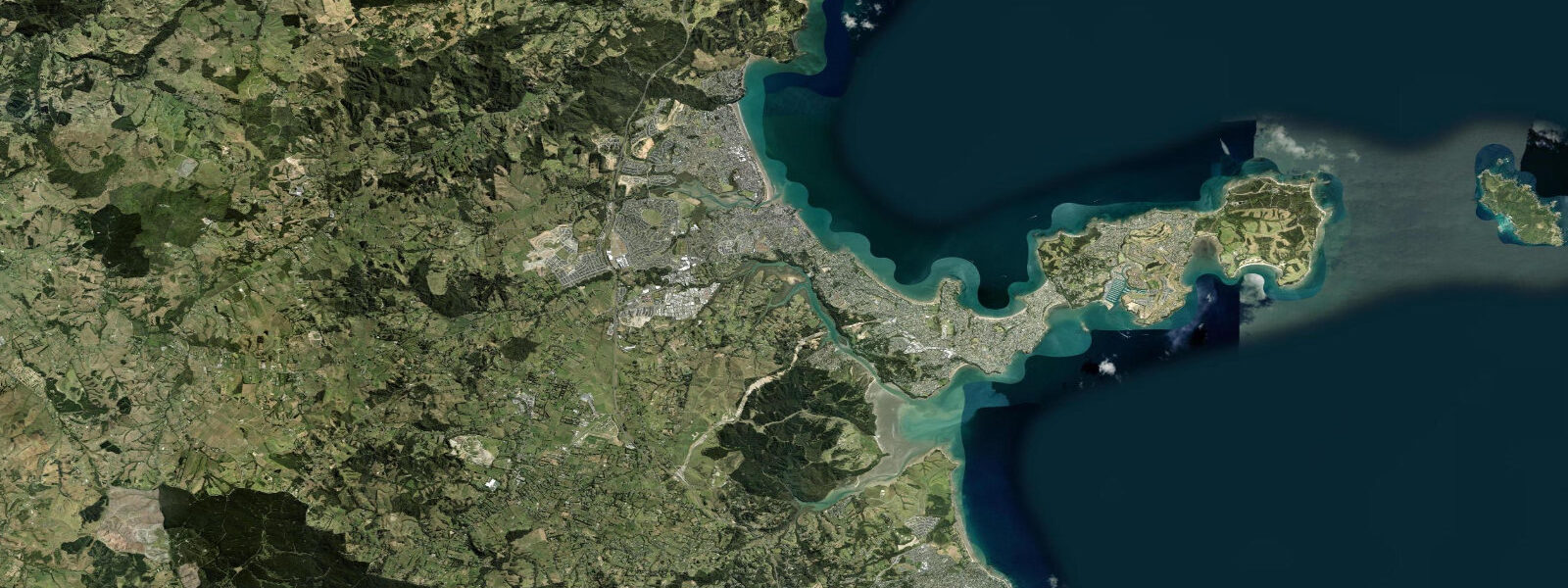 Satellite view of the coast near Orewa, Auckland