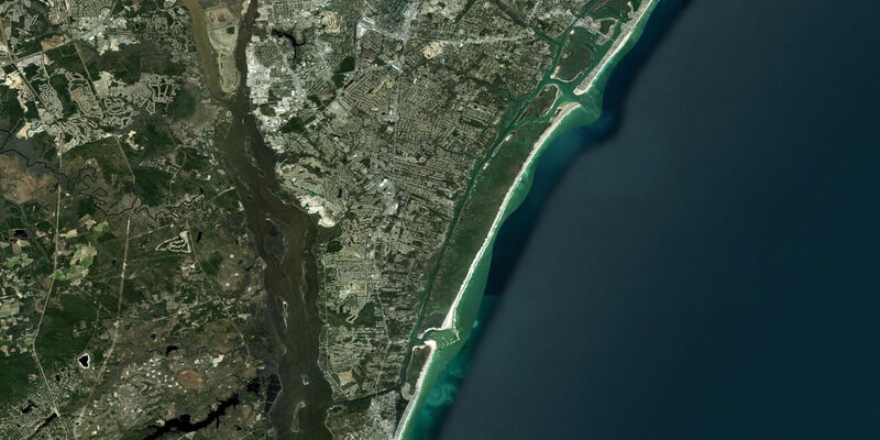Satellite view of the coast near Orton Point