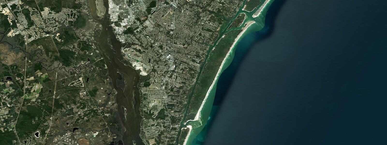 Satellite view of the coast near Orton Point