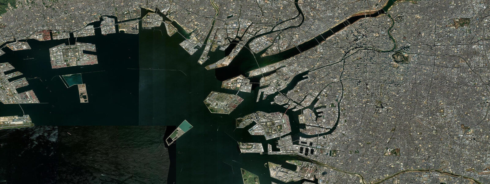 Satellite view of the coast near Osaka