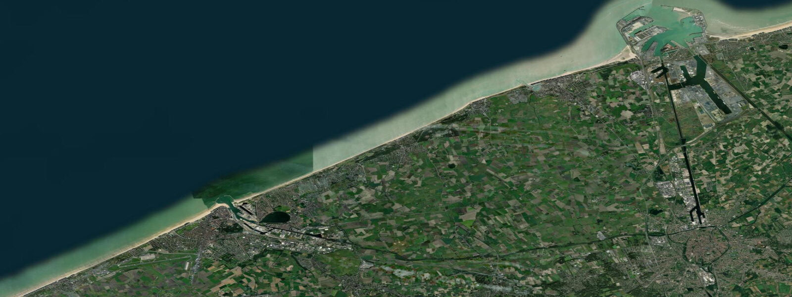 Satellite view of the coast near Ostend