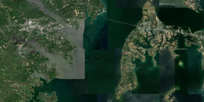 Satellite view of the coast near Oyster Harbor