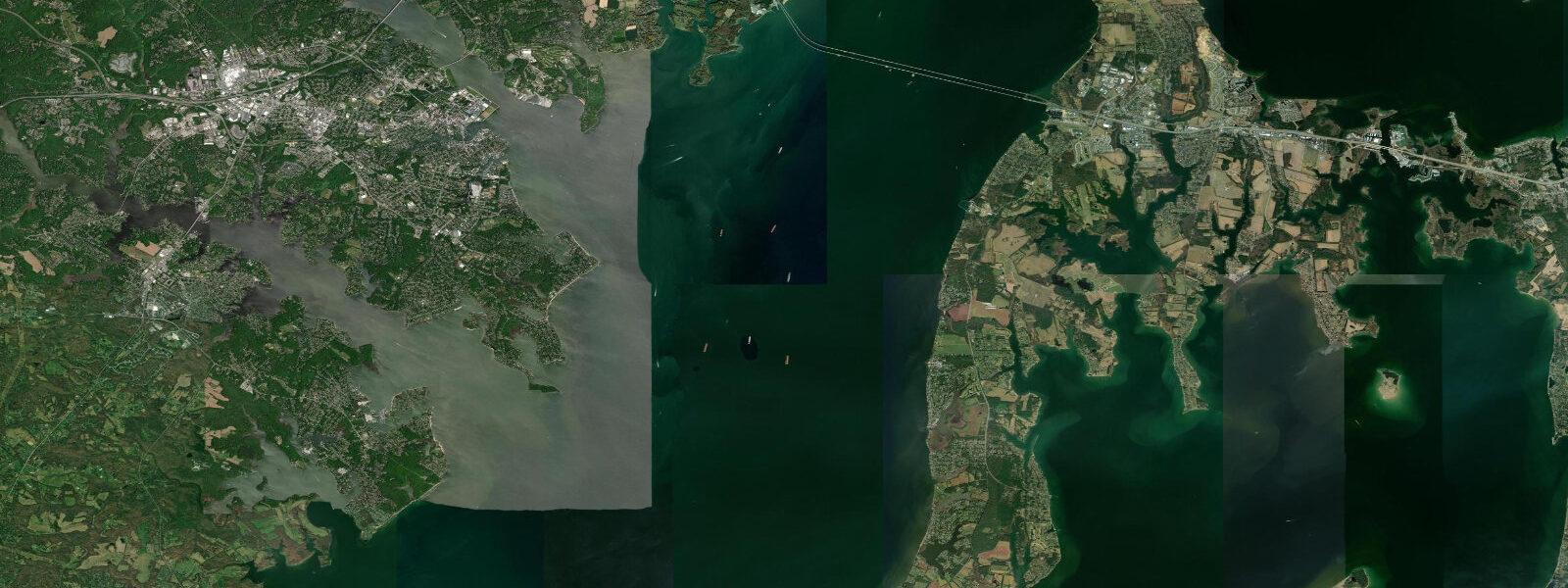 Satellite view of the coast near Oyster Harbor