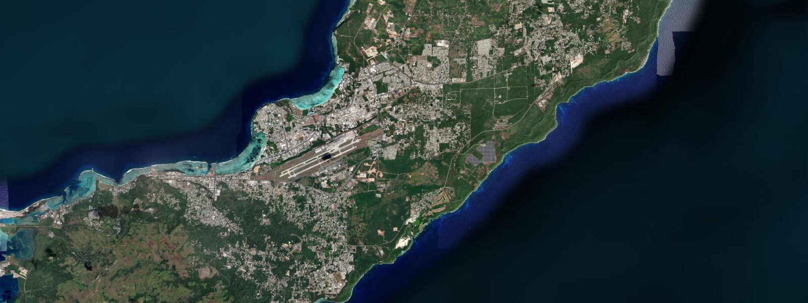 Satellite view of the coast near Pago Bay, Guam