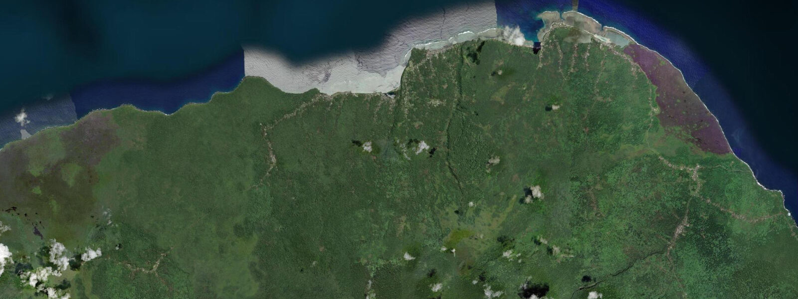 Satellite view of the coast near Paia / Saleaula Lava Fields, Savai'i