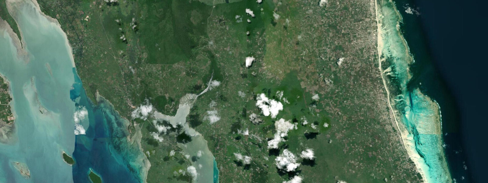 Satellite view of the coast near Paje