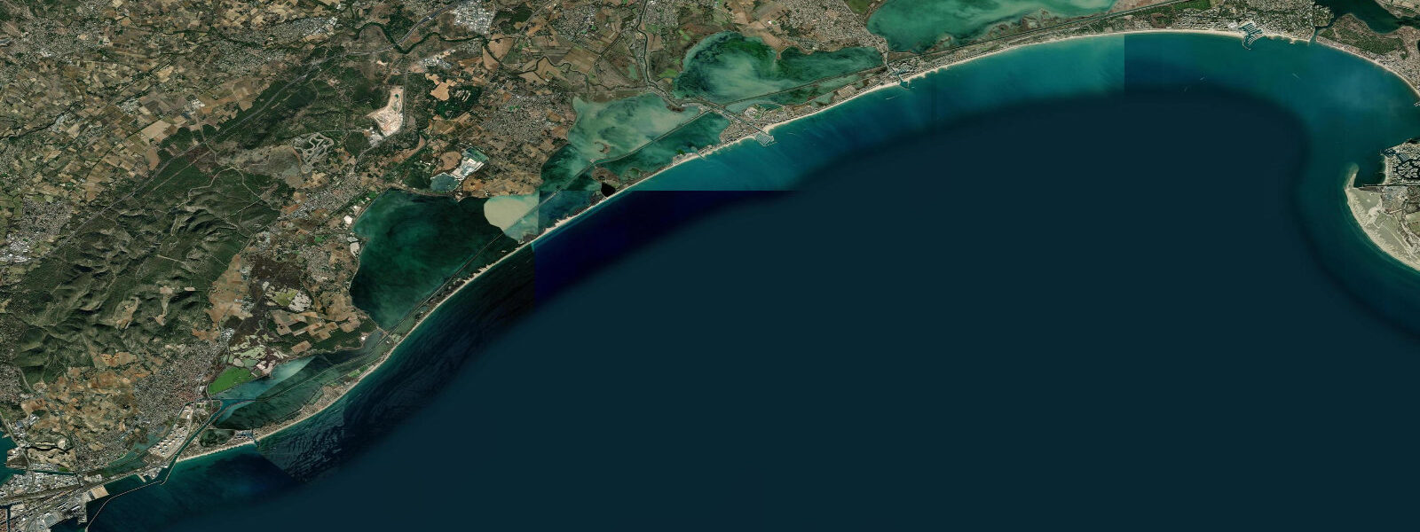 Satellite view of the coast near Palavas-les-Flots