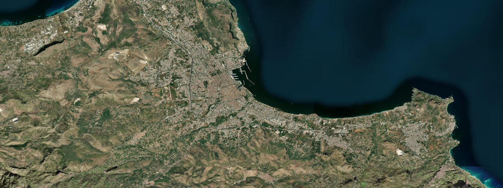 Satellite view of the coast near Palermo