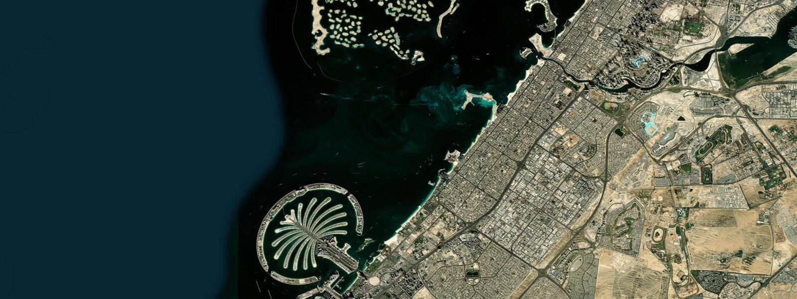 Satellite view of the coast near Palm Jumeirah, Dubai