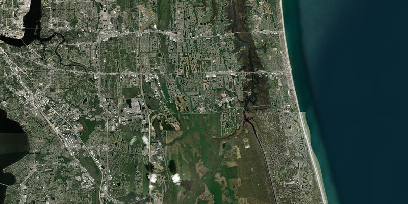 Satellite view of the coast near Palm Valley