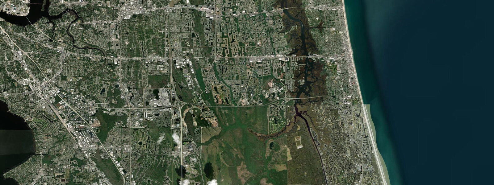 Satellite view of the coast near Palm Valley