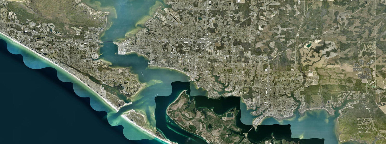Satellite view of the coast near Panama City, FL