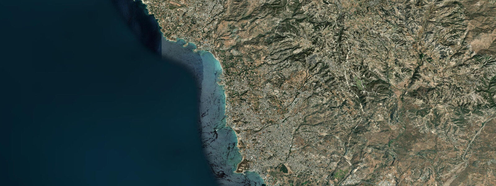 Satellite view of the coast near Paphos