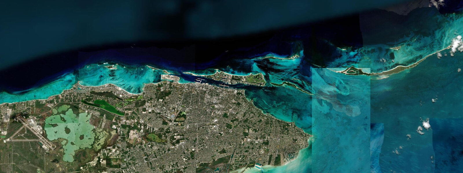 Satellite view of the coast near Paradise Island, New Providence